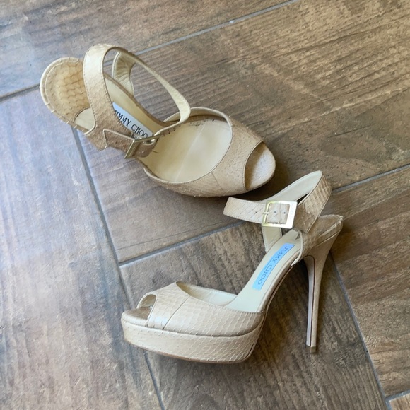 Jimmy Choo Shoes - Jimmy Choo beige water snake platform heels size 38